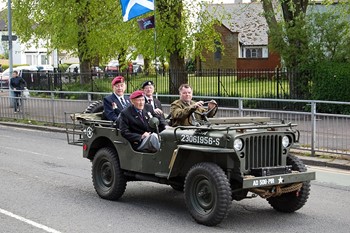 A Landrover leads the Parade in Glasgow