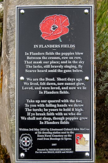 In Flanders Fields - John McCrae Tree Seat