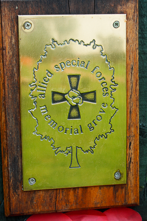 Allied Special Forces Memorial Grove Plaque on Scarf's gate