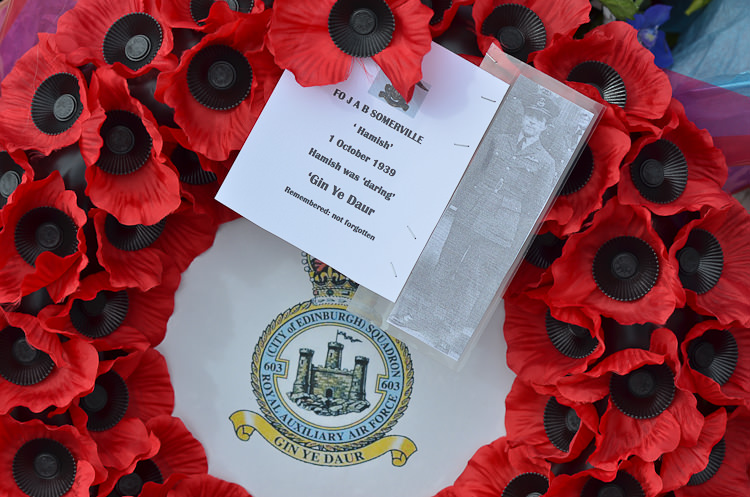 J A B Somerville Flying Officer - Spitfire Memorial Grangemouth