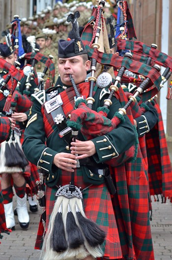 Piper - Royal Highland Fusiliers (2 Scots) Freedom Parade in Ayr