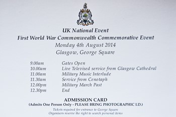 Order of Service - 1st World War Commonwealth Commemoration Glasgow 2014