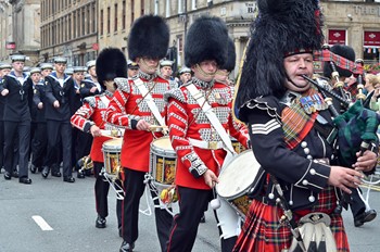 Pipes and Drums Scots Guards - WW1 Commemoration Glasgow 2014