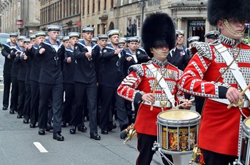 Drummers of the Scots Guards - WW1 Commemoration Parade Glasgow.
