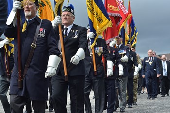 Standard Bearers march at Grangemouth Armed Forces Day 2014