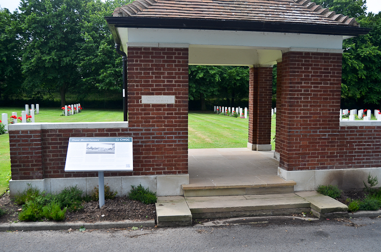 Information panel at Blacon cemetery Chester.