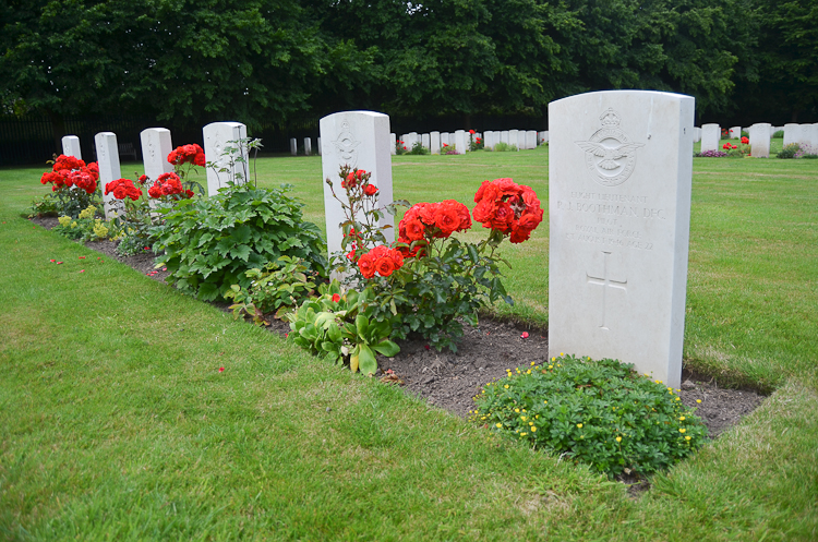 Flight Lieutenant P J Boothman DFC at Blacon cemetery Chester.