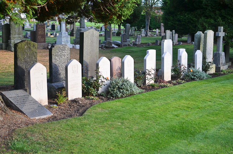 Polish war graves in Balgay Cemetery, Dundee.