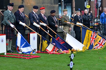 Standards Dipped at Service of Dedication, Garden of Remembrance Edinburgh