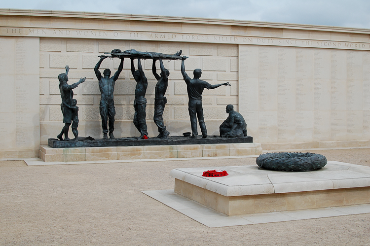Sculpture - The Stretcher Bearers - Armed Forces Memorial, National Memorial Arboretum, Staffordshire, England