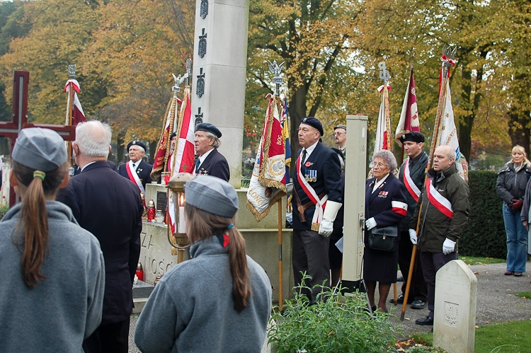 Polish Standards at Memorial Cross, Newark Cemetery