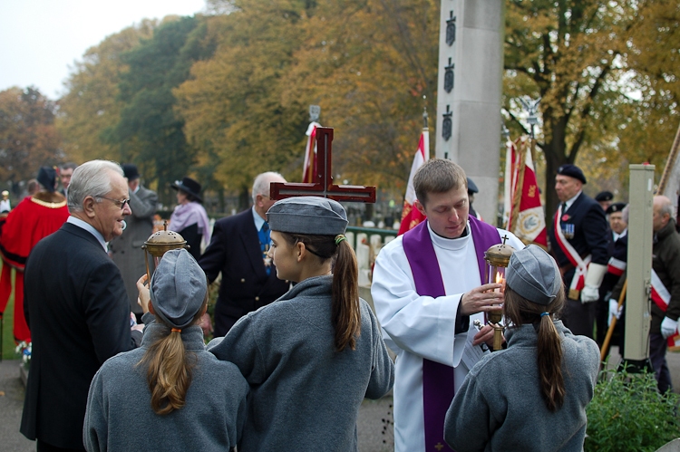 Polish Priest at All Souls Service at Newark Cemetery