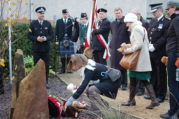 Teddy Bears are laid at the Polish War Memorial, Edinburgh