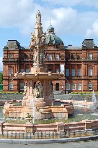Doulton Fountain and People's Palace, Glasgow Green, Scotland