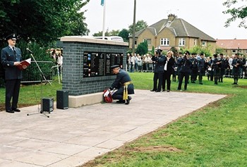 RAF Air Marshall Sir Robert Austin Lays Wreath, Airmen Memorial, RAF Grangemouth