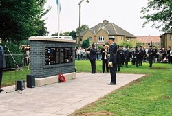 RAF Air Marshall Sir Robert Austin Lays Wreath, Airmen Memorial, RAF Grangemouth