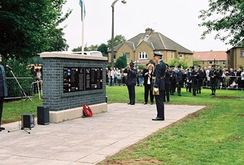 RAF Air Marshall Sir Robert Austin Lays Wreath, Airmen Memorial, RAF Grangemouth