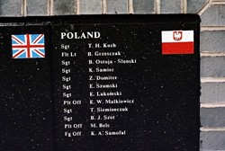 Polish Airmen Names, Memorial Wall, RAF Grangemouth